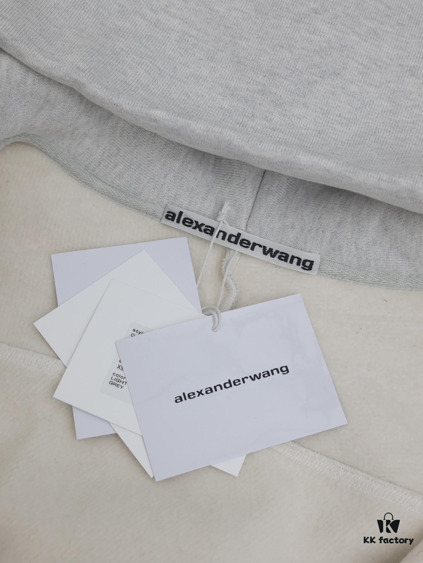 Alexander Wang 2024 New Arm Logo Embroidered Oversized Hooded Jacket with Dual-Zipper Design