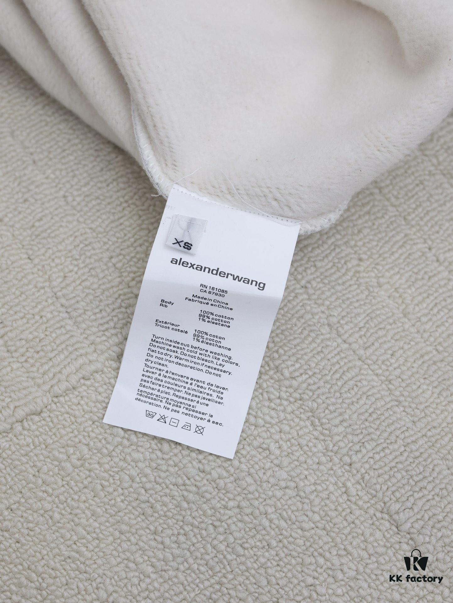 Alexander Wang 2024 New Arm Logo Embroidered Oversized Hooded Jacket with Dual-Zipper Design