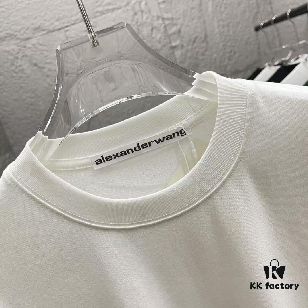 Alexander Wang * alexanderwang 2025 Spring/Summer New Arrival Letter Logo Print Custom Fabric 300g Short Sleeve T-Shirt Unisex