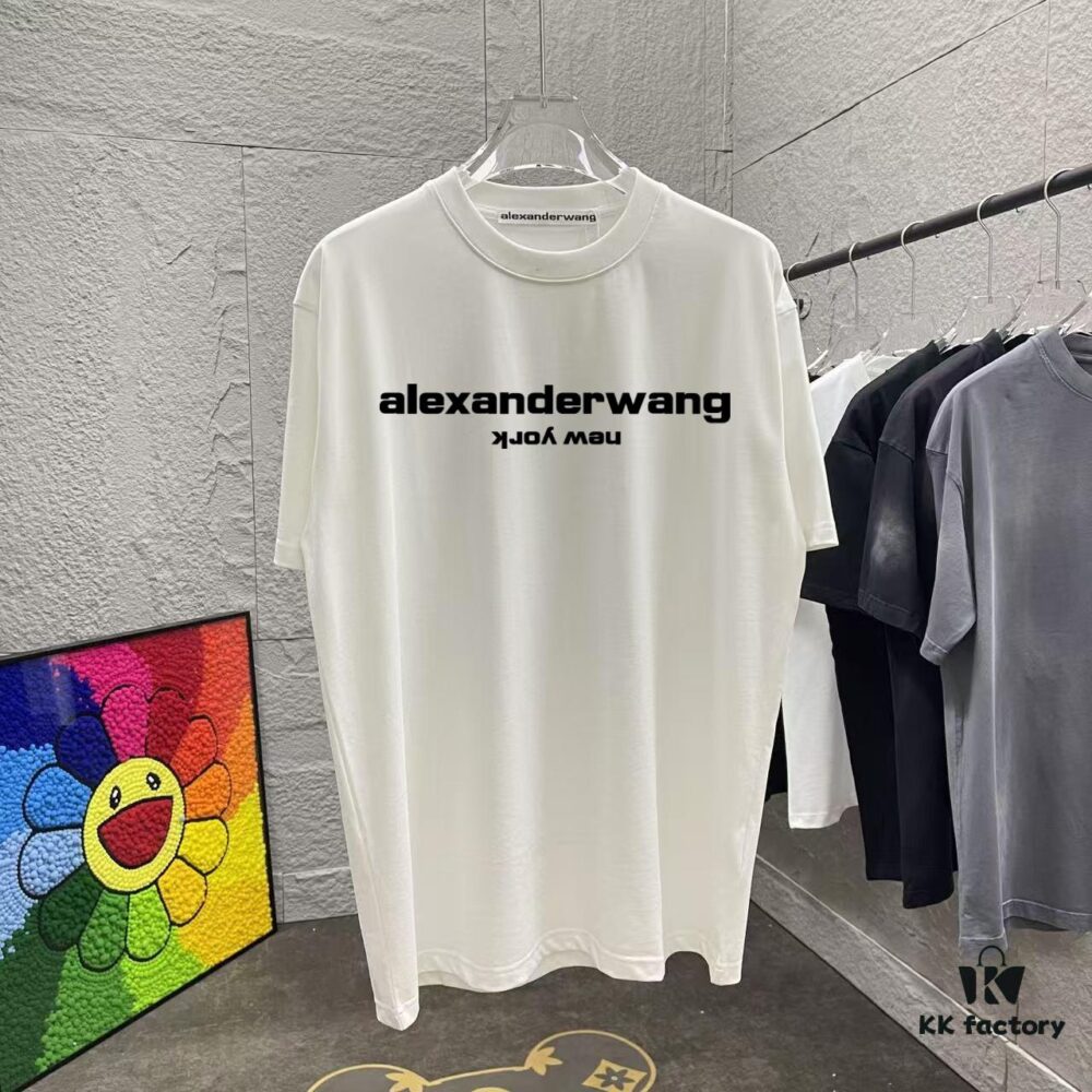 Alexander Wang * alexanderwang 2025 Spring/Summer New Arrival Letter Logo Print Custom Fabric 300g Short Sleeve T-Shirt Unisex