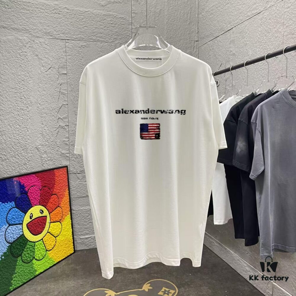 Alexander Wang * alexanderwang 2025 Spring/Summer New Arrival Letter Logo Print Custom Fabric 300g Short Sleeve T-Shirt Unisex