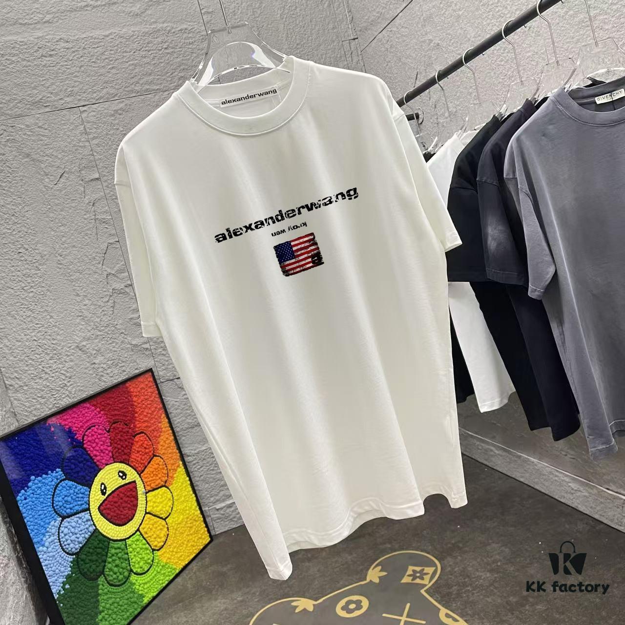 Alexander Wang * alexanderwang 2025 Spring/Summer New Arrival Letter Logo Print Custom Fabric 300g Short Sleeve T-Shirt Unisex