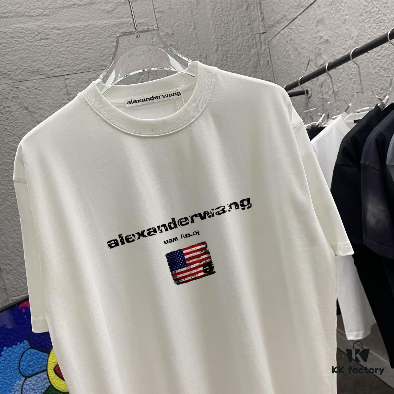 Alexander Wang * alexanderwang 2025 Spring/Summer New Arrival Letter Logo Print Custom Fabric 300g Short Sleeve T-Shirt Unisex