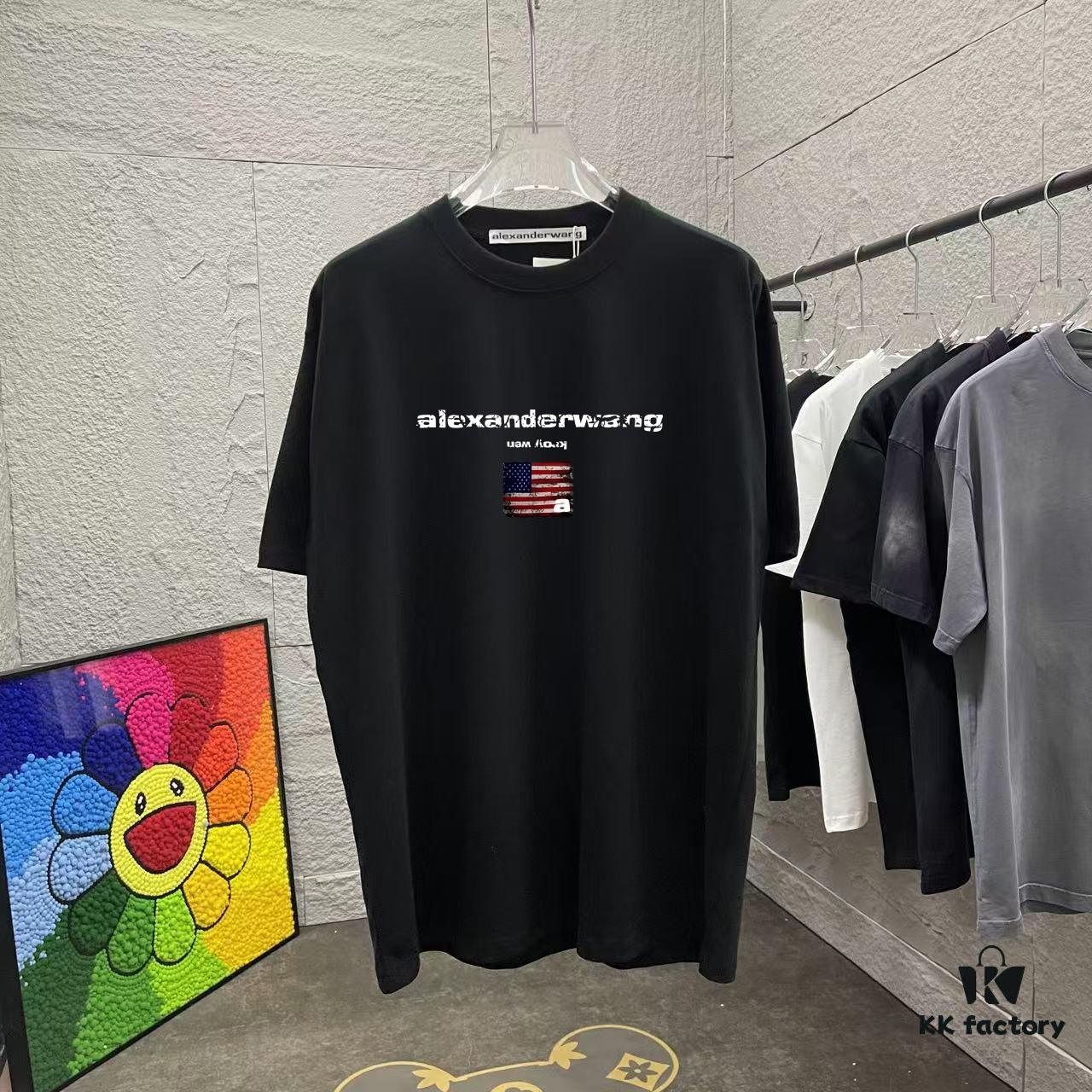 Alexander Wang * alexanderwang 2025 Spring/Summer New Arrival Letter Logo Print Custom Fabric 300g Short Sleeve T-Shirt Unisex