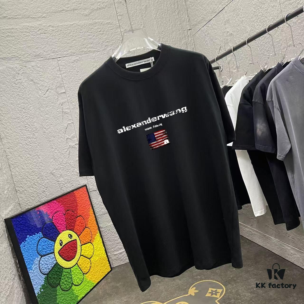 Alexander Wang * alexanderwang 2025 Spring/Summer New Arrival Letter Logo Print Custom Fabric 300g Short Sleeve T-Shirt Unisex