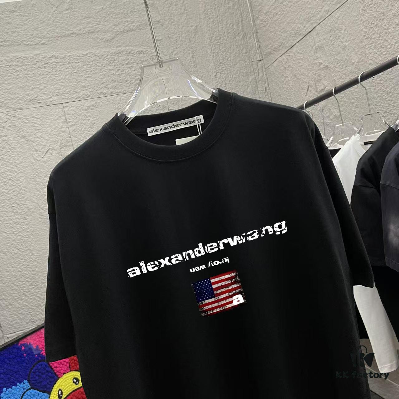 Alexander Wang * alexanderwang 2025 Spring/Summer New Arrival Letter Logo Print Custom Fabric 300g Short Sleeve T-Shirt Unisex