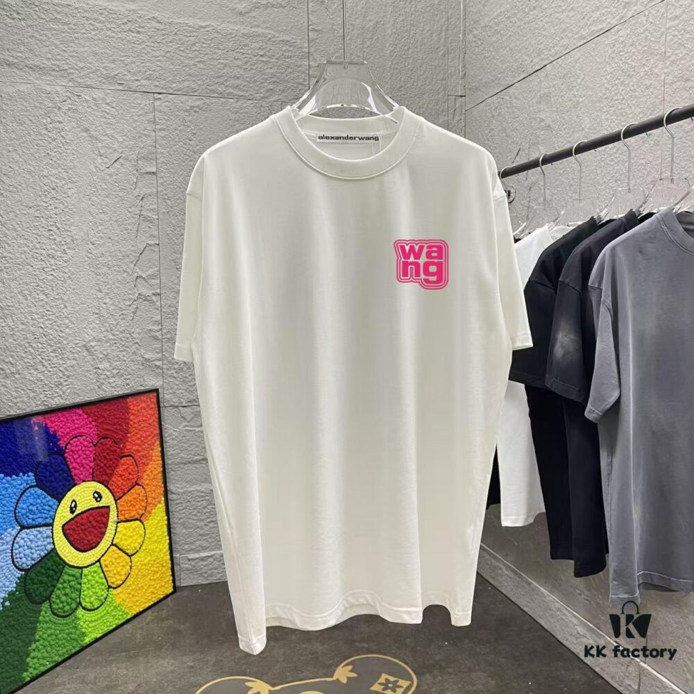 Alexander Wang * alexanderwang 2025 Spring/Summer New Arrival Letter Logo Print Custom Fabric 300g Short Sleeve T-Shirt Unisex