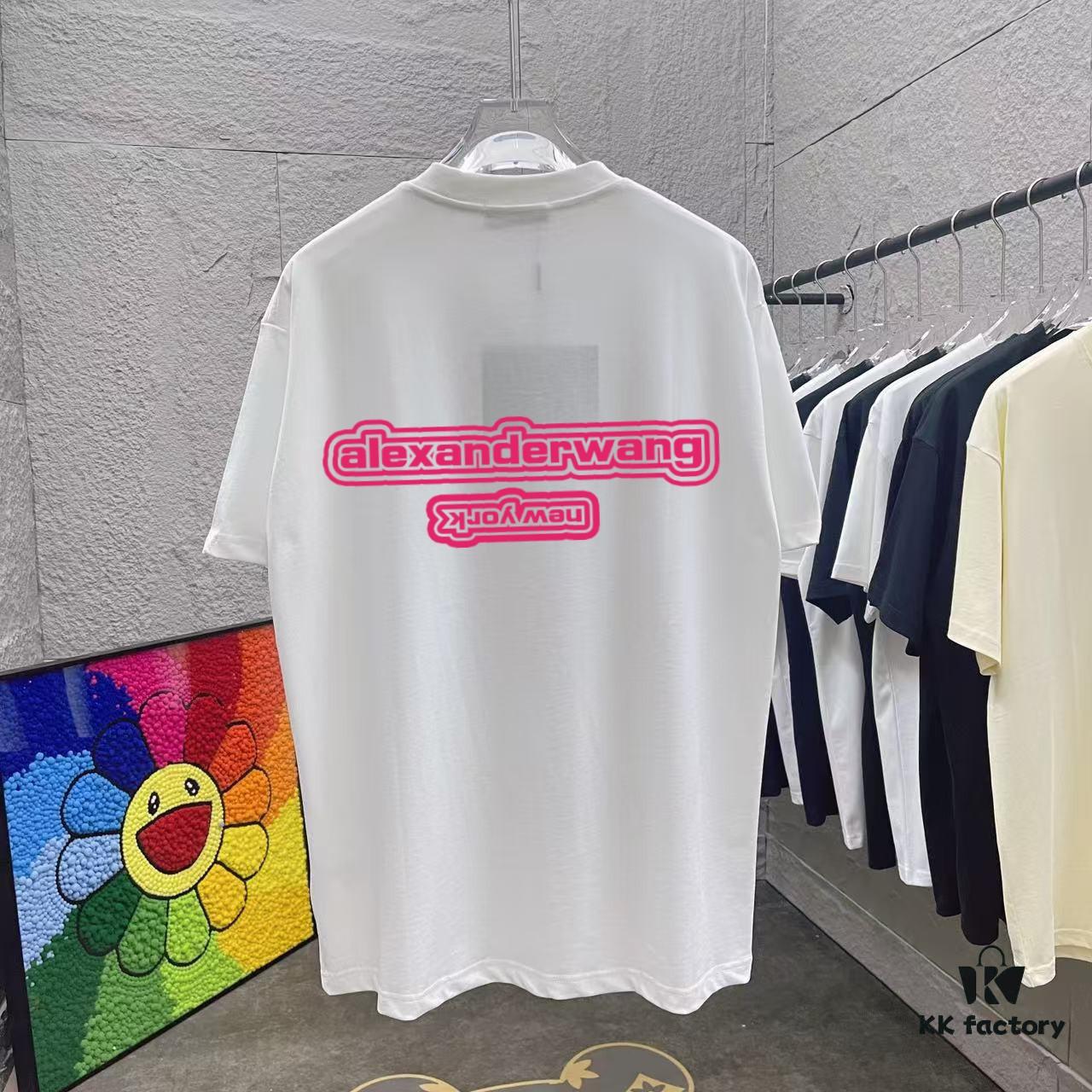 Alexander Wang * alexanderwang 2025 Spring/Summer New Arrival Letter Logo Print Custom Fabric 300g Short Sleeve T-Shirt Unisex