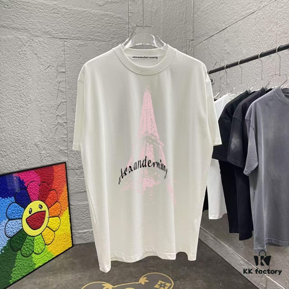 Alexander Wang * alexanderwang 2025 Spring/Summer New Arrival Letter Logo Print Custom Fabric 300g Short Sleeve T-Shirt Unisex