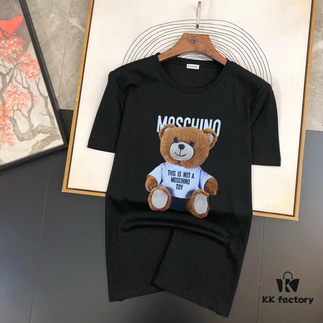MOSCHINO Men's Casual Short-Sleeve T-Shirt, Premium Custom Logo Design, Imported Silk-Cotton Fabric, 2025 Spring/Summer New Arrival