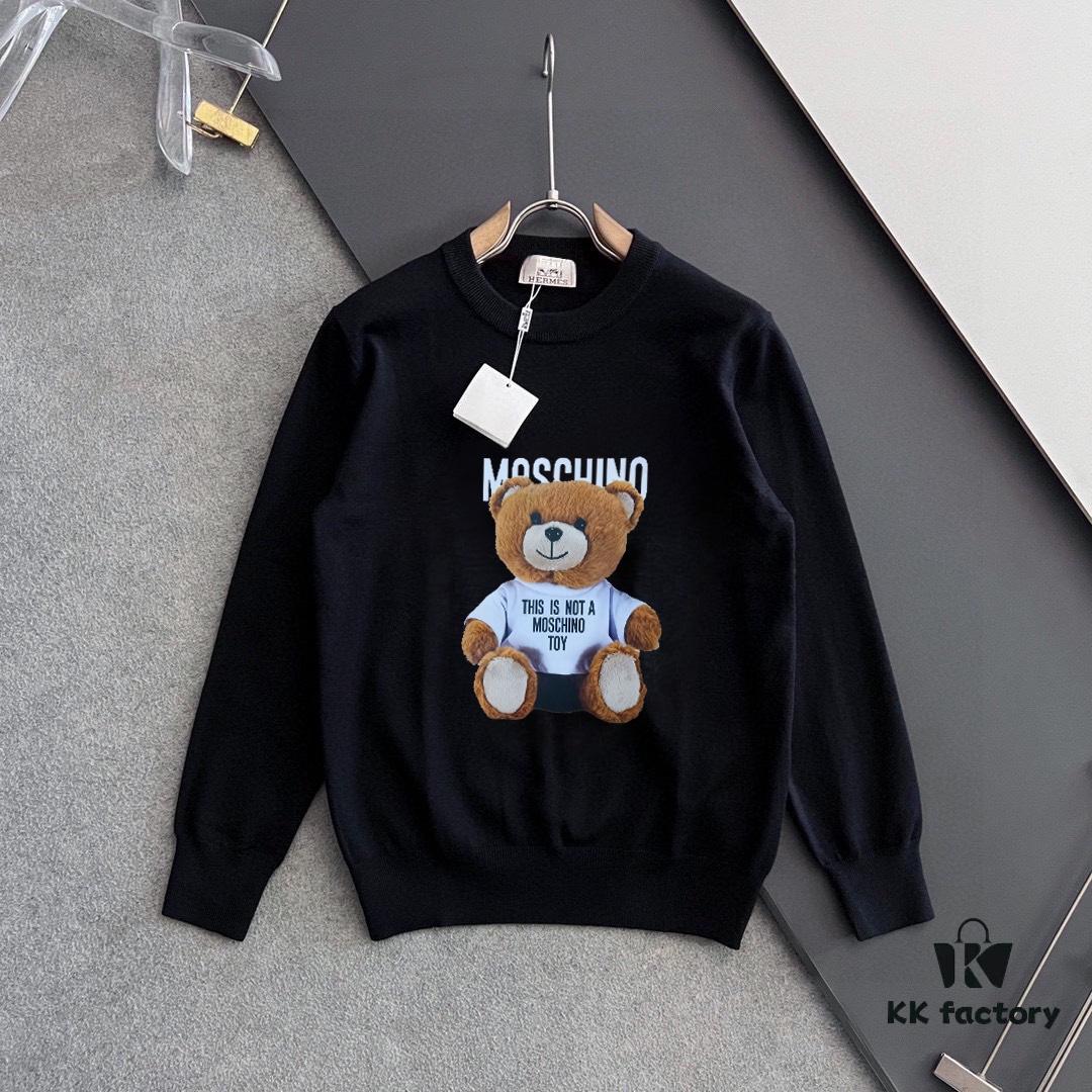 MOSCHINO Autumn/Winter Classic Crew Neck Wool Pullover, 2025 New Arrival, Slim Fit, Premium Blend Fabric, Timeless Style