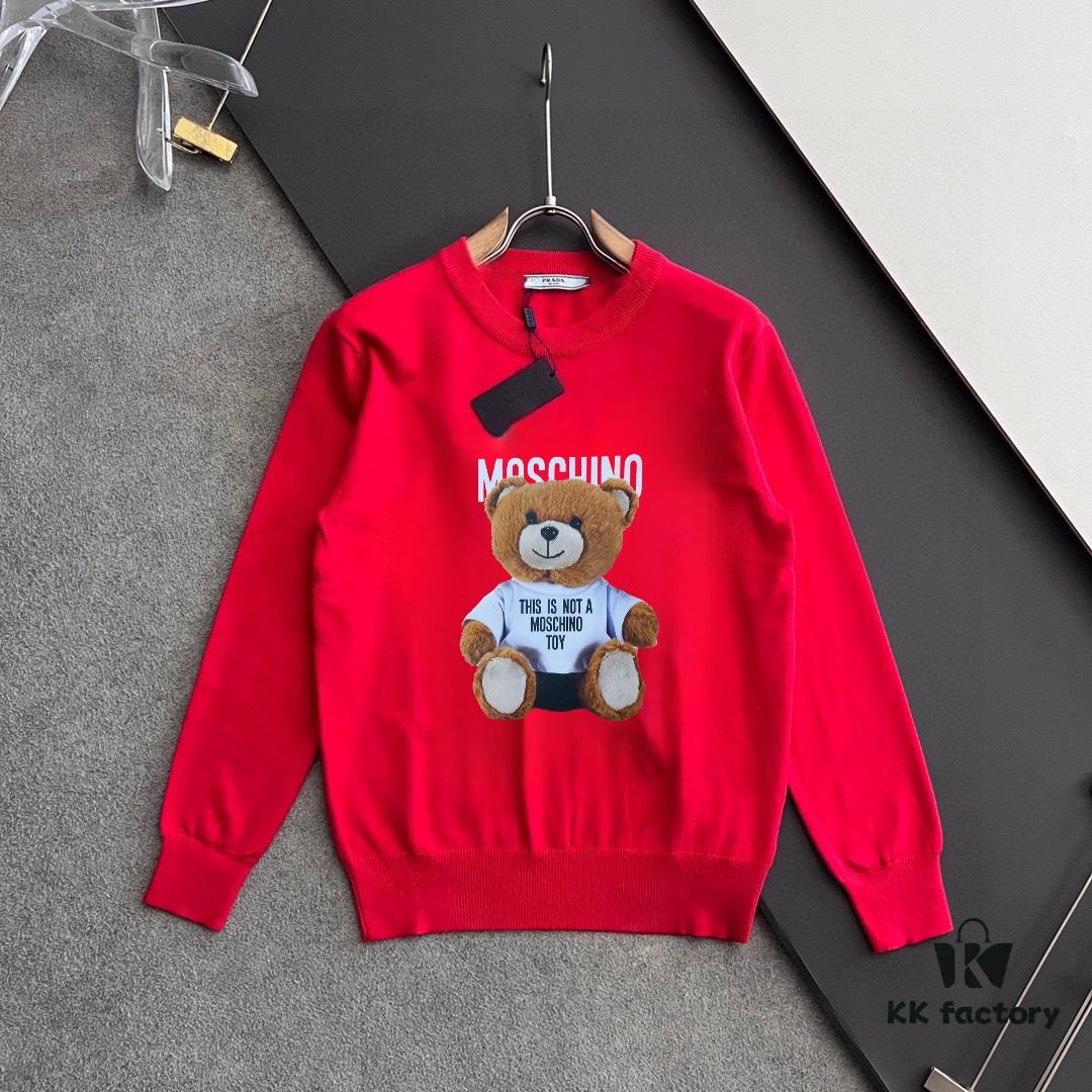 MOSCHINO Autumn/Winter Classic Crew Neck Wool Pullover, 2025 New Arrival, Slim Fit, Premium Blend Fabric, Timeless Style