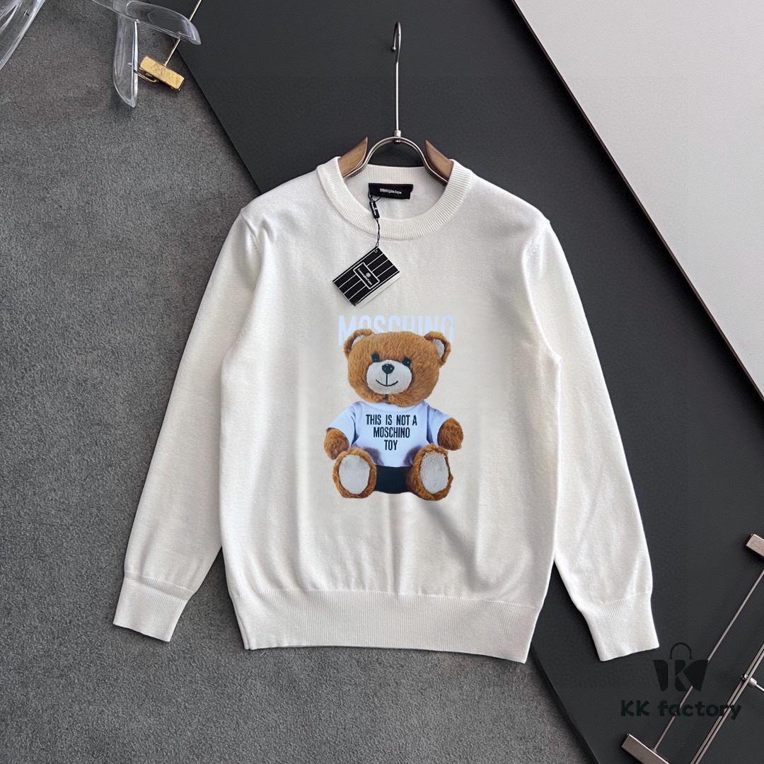 MOSCHINO Autumn/Winter Classic Crew Neck Wool Pullover, 2025 New Arrival, Slim Fit, Premium Blend Fabric, Timeless Style