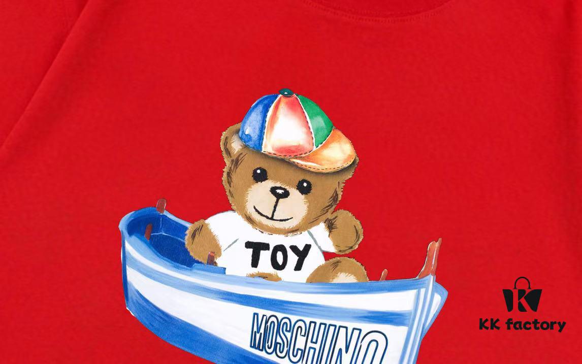 Moschino 2025 New Arrival Cute Collection Rainbow Bear Letter Logo Unisex Short Sleeve T-Shirt