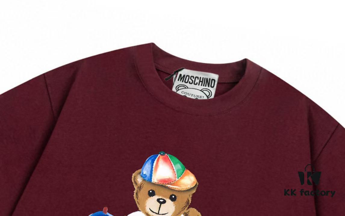 Moschino 2025 New Arrival Cute Collection Rainbow Bear Letter Logo Unisex Short Sleeve T-Shirt