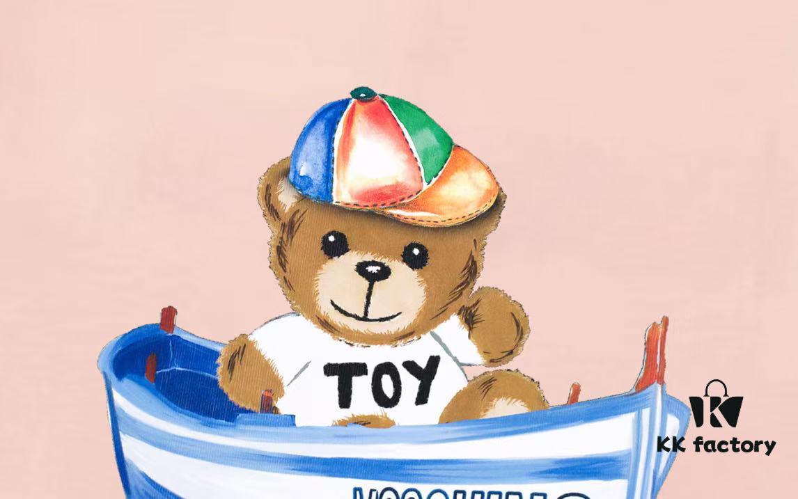 Moschino 2025 New Arrival Cute Rainbow Bear Letter Logo Unisex Short Sleeve T-Shirt