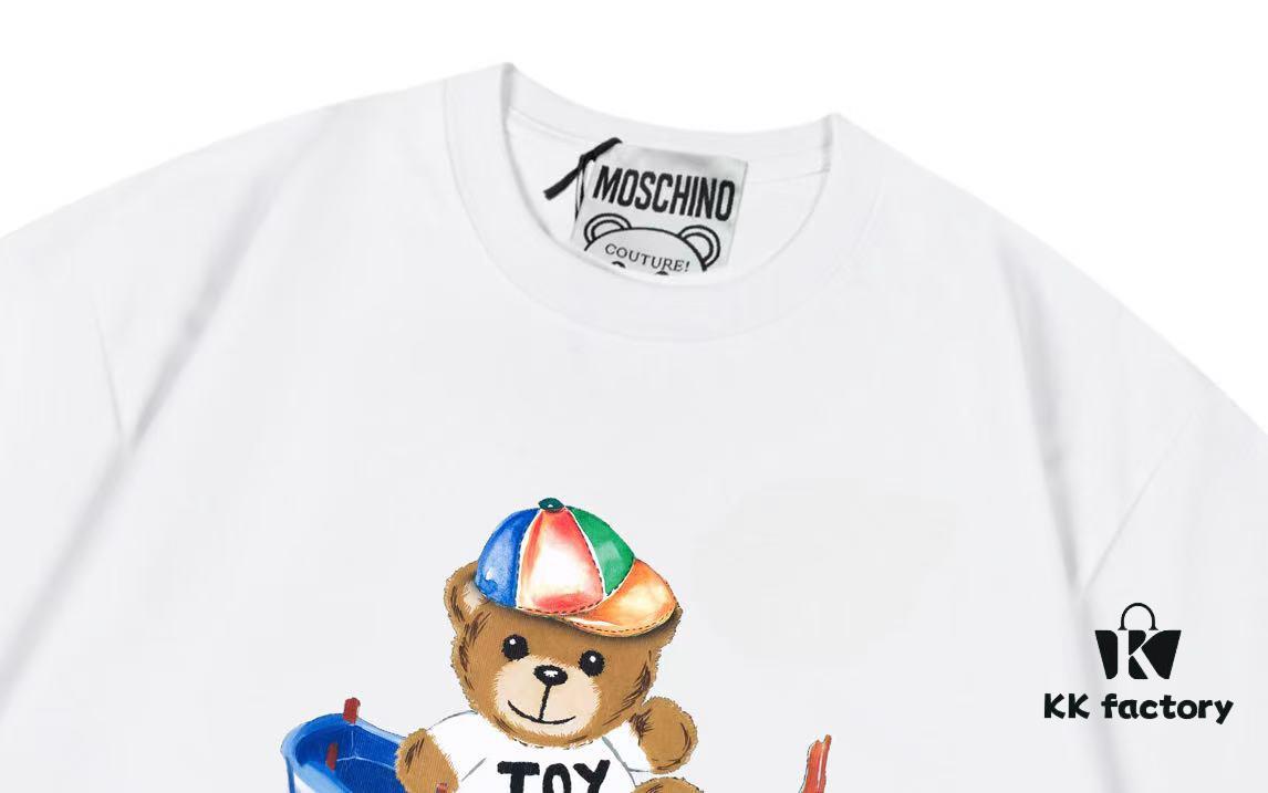 Moschino 2025 New Arrival Cute Rainbow Bear Logo Unisex Short Sleeve T-Shirt
