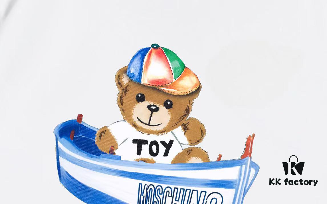 Moschino 2025 New Arrival Cute Rainbow Bear Logo Unisex Short Sleeve T-Shirt