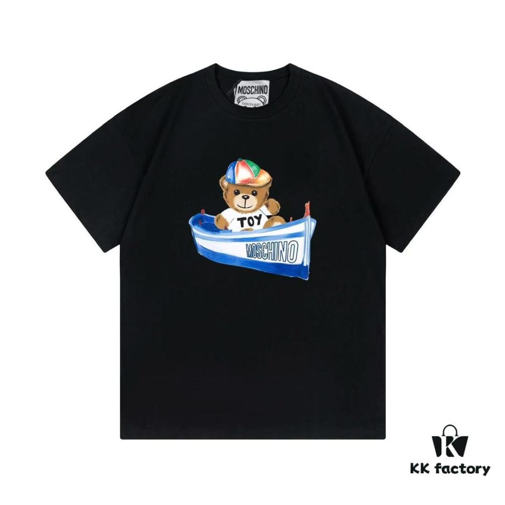 Moschino 2025 New Arrival Cute Collection Rainbow Bear Logo Letter Graphic Unisex Short Sleeve T-Shirt