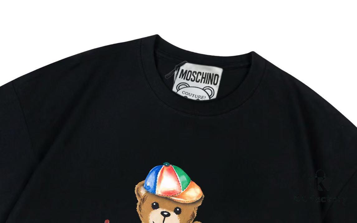 Moschino 2025 New Arrival Cute Collection Rainbow Bear Logo Letter Graphic Unisex Short Sleeve T-Shirt
