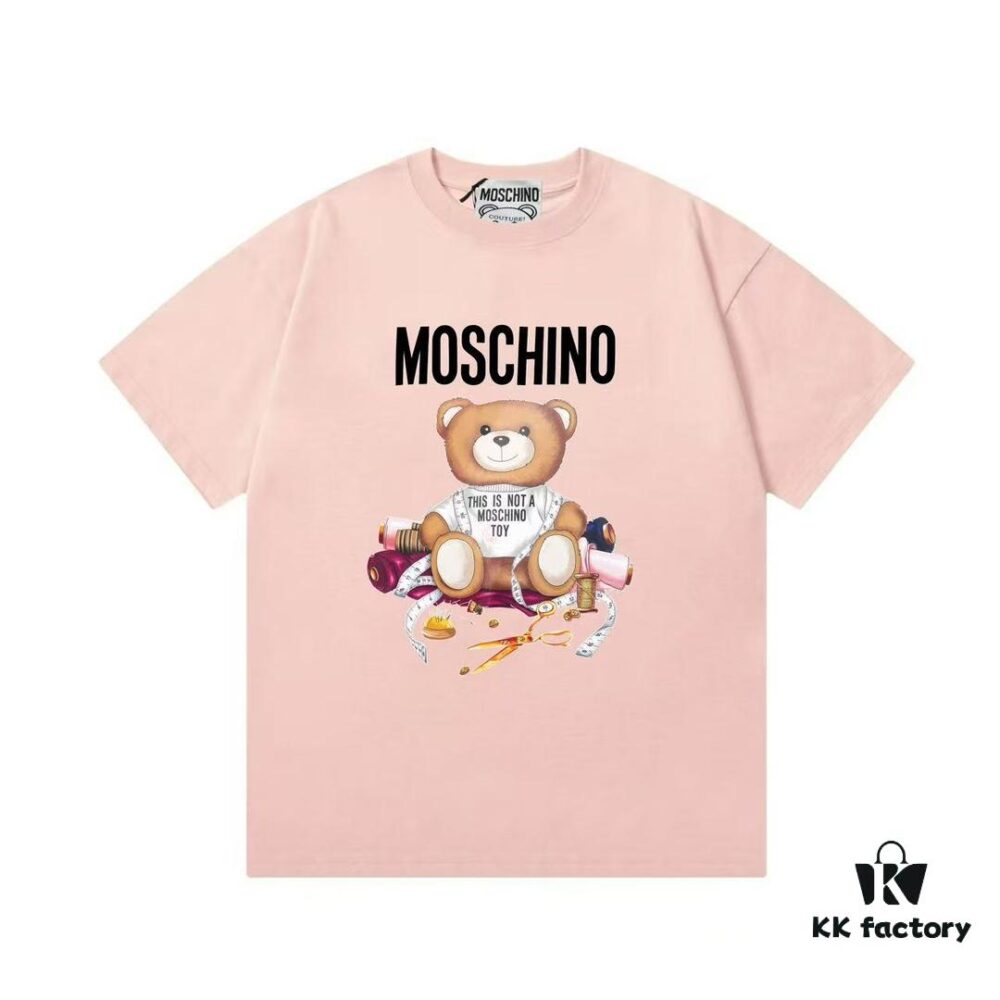 Moschino 2025 New Arrival Cute Series Tailor Bear Letter Logo Unisex Short Sleeve T-Shirt