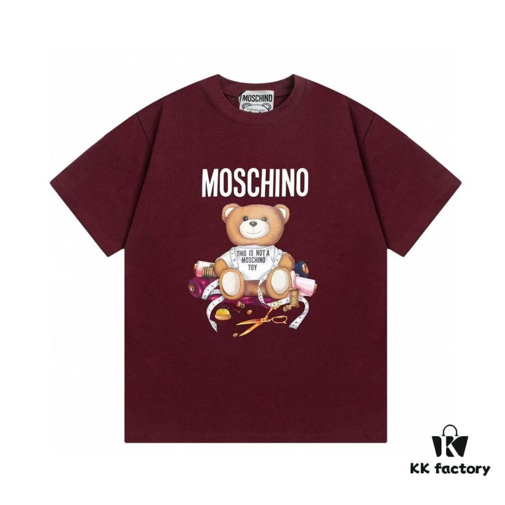 Moschino 2025 New Arrival Cute Series Tailor Bear Letter Logo Unisex Short Sleeve T-Shirt
