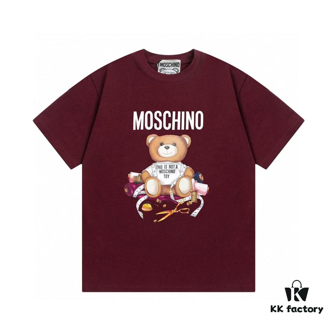 Moschino 2025 New Arrival Cute Series Tailor Bear Letter Logo Unisex Short Sleeve T-Shirt
