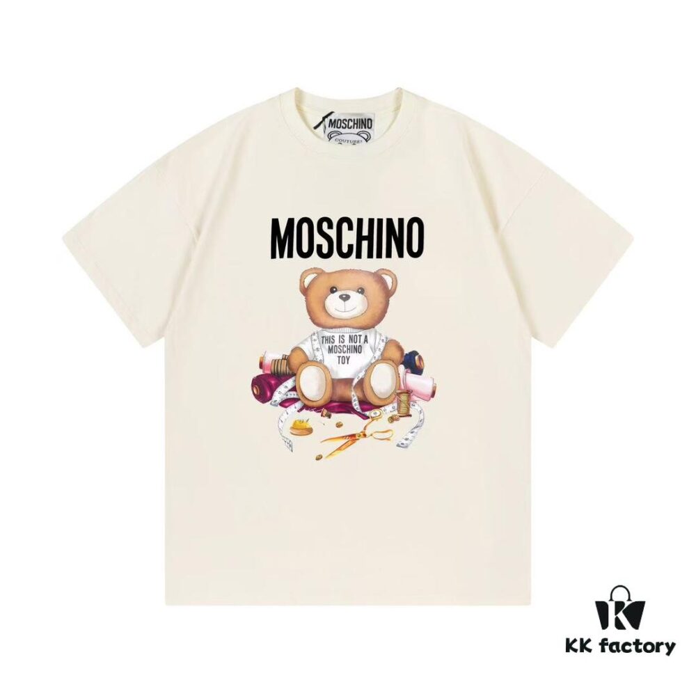 Moschino 2025 New Arrival Cute Series Tailor Bear Letter Logo Unisex Short Sleeve T-Shirt