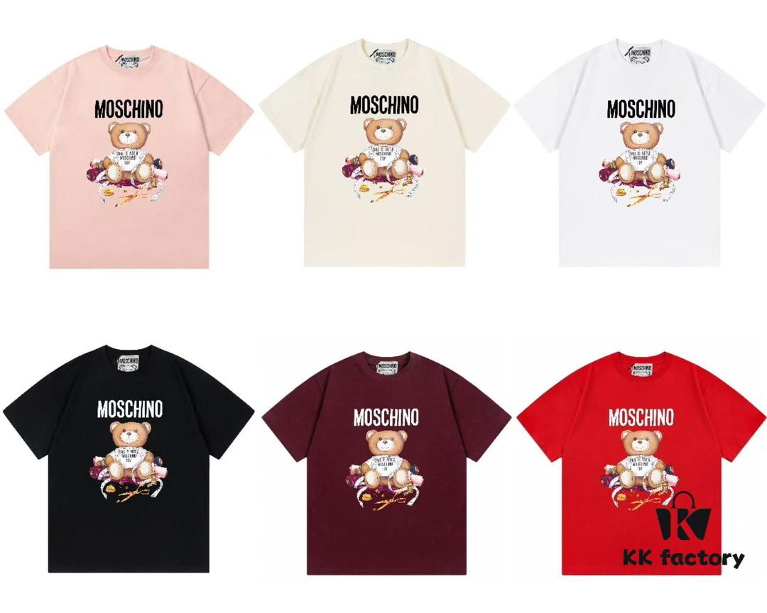 Moschino 2025 New Arrival Cute Series Tailor Bear Letter Logo Unisex Short Sleeve T-Shirt