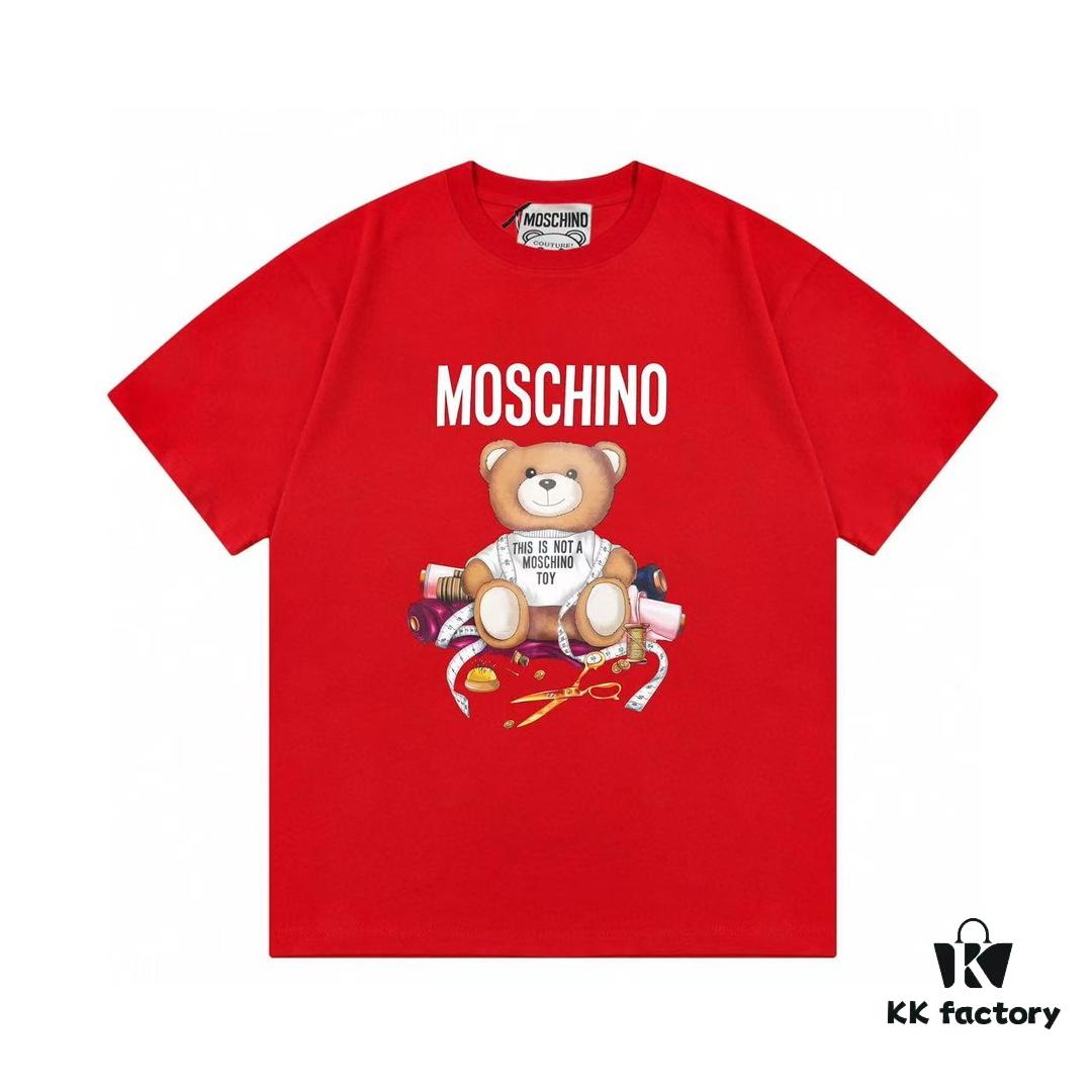 Moschino 2025 New Arrival Cute Series Tailor Bear Letter Logo Unisex Short Sleeve T-Shirt