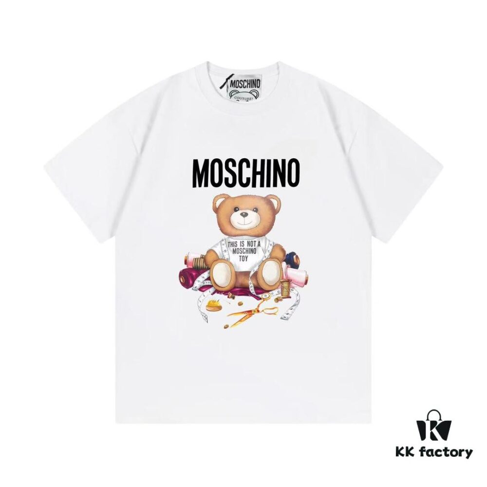 Moschino 2025 New Arrival Cute Series Tailor Bear Letter Logo Unisex Short Sleeve T-Shirt