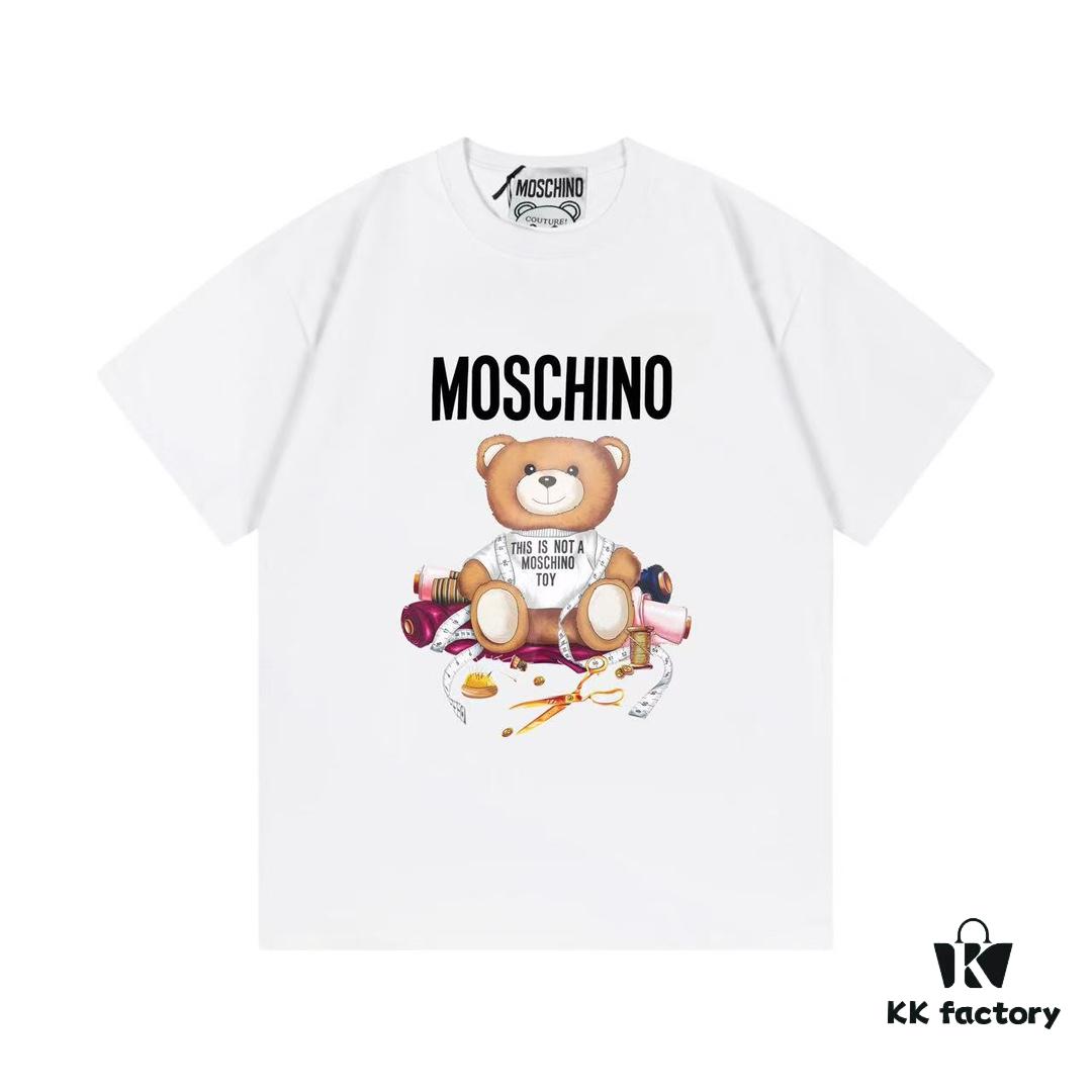 Moschino 2025 New Arrival Cute Series Tailor Bear Letter Logo Unisex Short Sleeve T-Shirt
