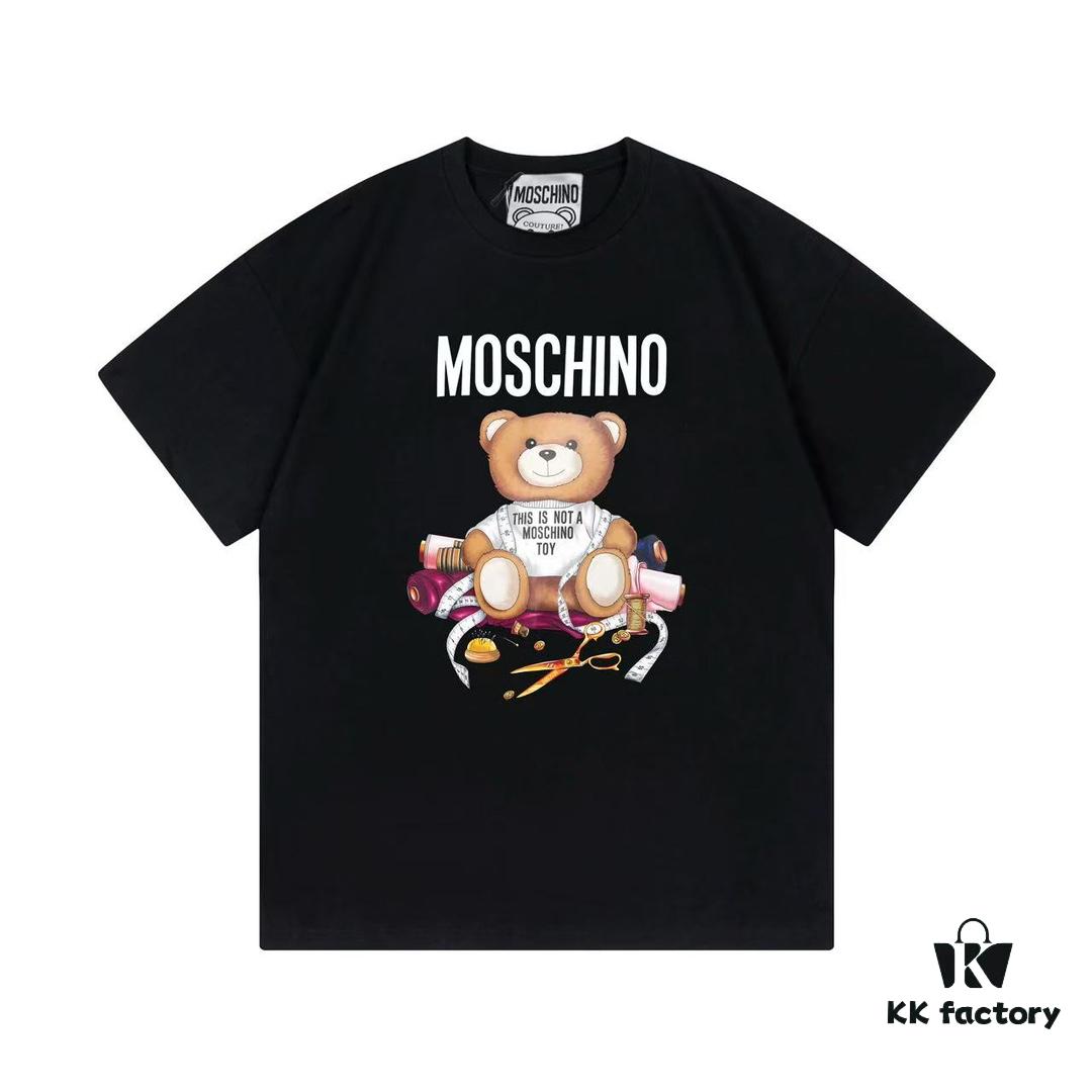 Moschino 2025 New Arrival Cute Series Tailor Bear Letter Logo Unisex Short Sleeve T-Shirt