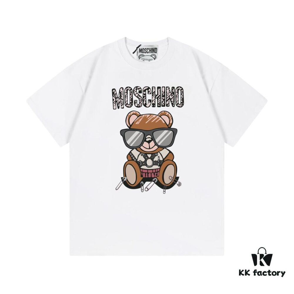 Moschino 2025 New Arrival Cute Series Sunglasses Bear Letter Logo Unisex Short Sleeve T-Shirt