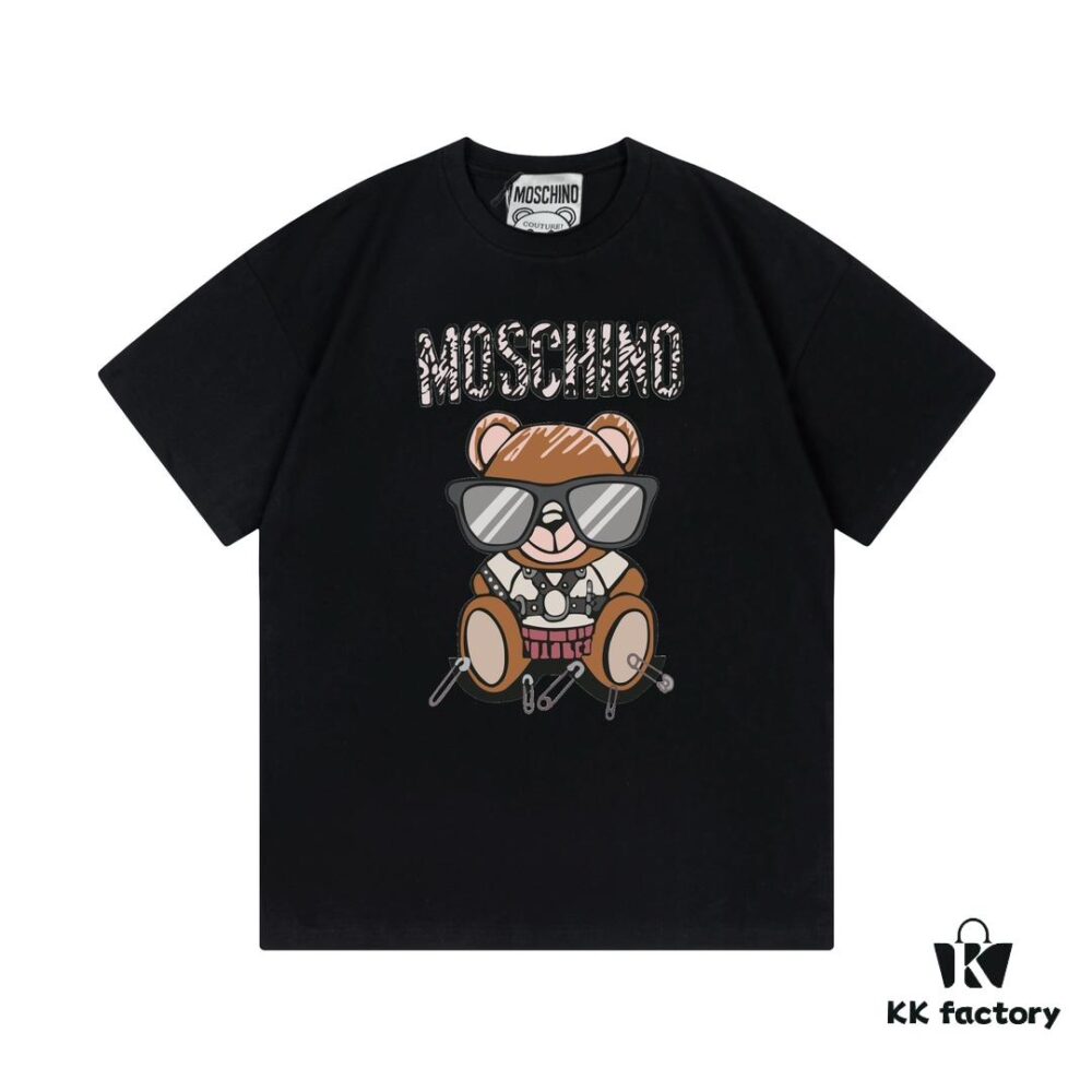 Moschino 2025 New Arrival Super Cute Series Sunglasses Bear Letter Logo Unisex Short Sleeve T-Shirt
