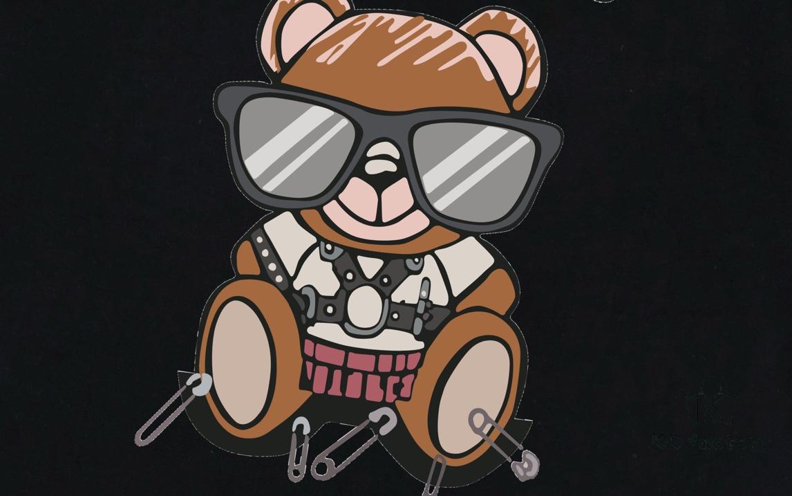 Moschino 2025 New Arrival Super Cute Series Sunglasses Bear Letter Logo Unisex Short Sleeve T-Shirt