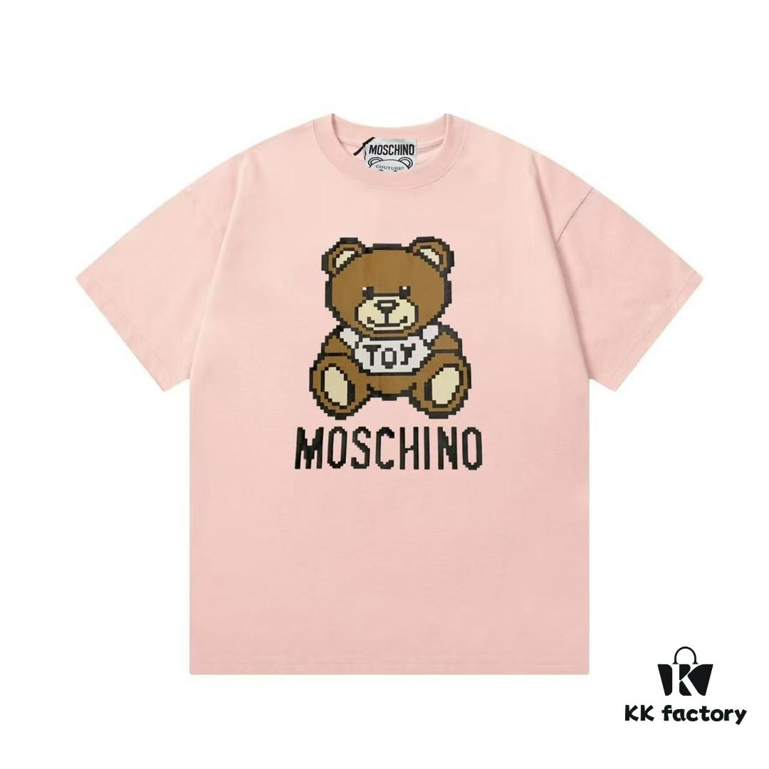 Moschino 2025 New Arrival Cute Series 3D Bear Letter Logo Unisex Short Sleeve T-Shirt