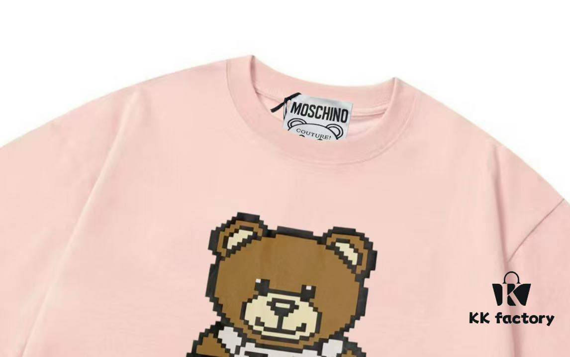 Moschino 2025 New Arrival Cute Series 3D Bear Letter Logo Unisex Short Sleeve T-Shirt