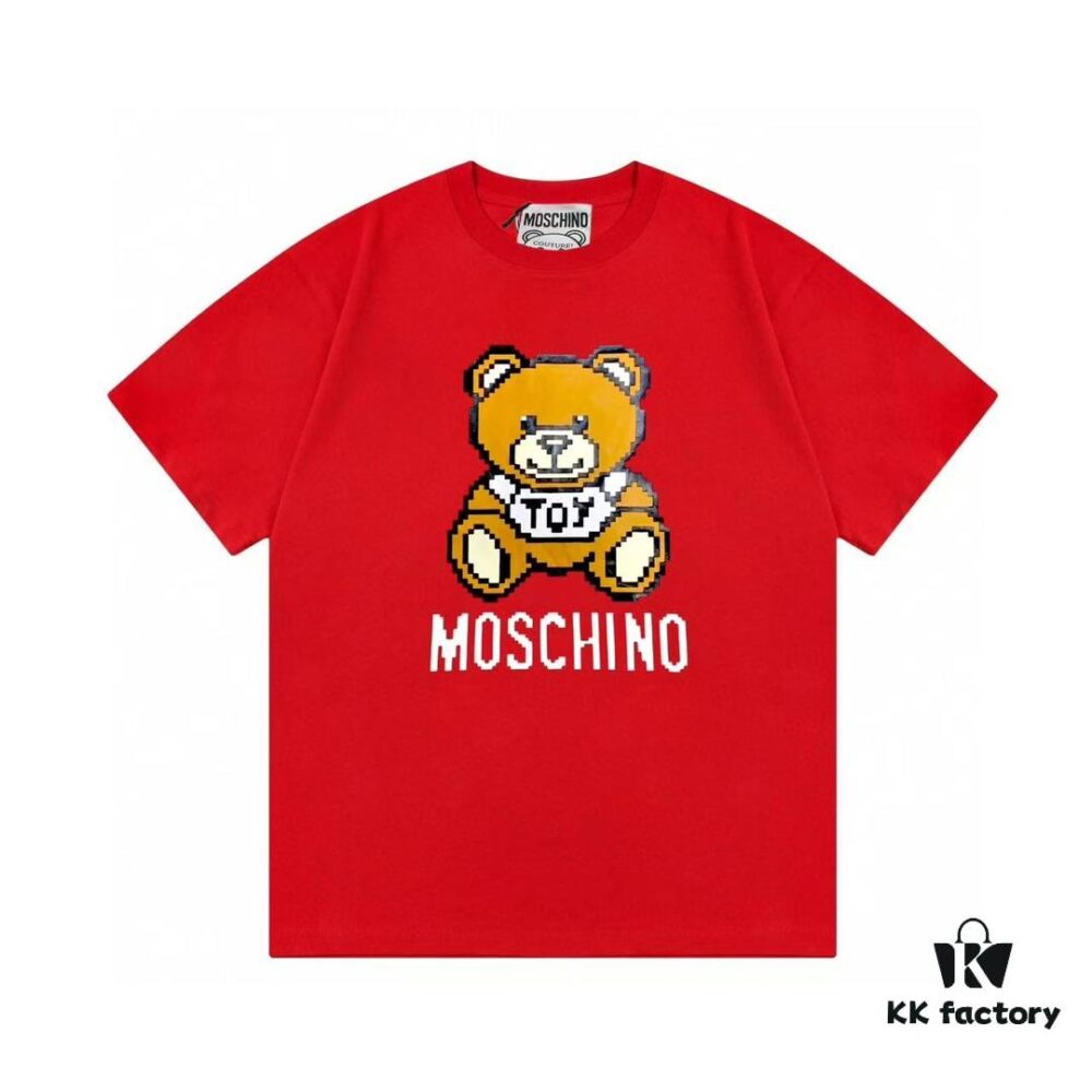 Moschino 2025 New Arrival Cute Series 3D Bear Letter Logo Unisex Short Sleeve T-Shirt