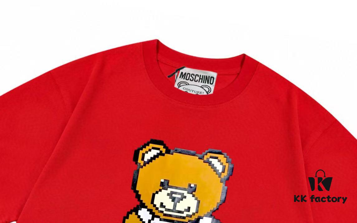 Moschino 2025 New Arrival Cute Series 3D Bear Letter Logo Unisex Short Sleeve T-Shirt
