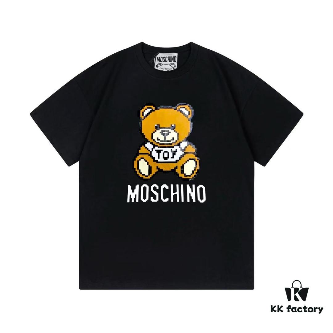 Moschino 2025 New Arrival Cute Series 3D Bear Letter Logo Unisex Short Sleeve T-Shirt