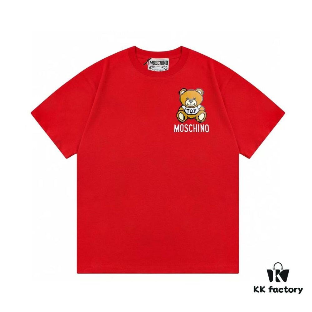 Moschino 2025 New Arrival Cute Series Mosaic Bear Letter Logo Unisex Short Sleeve T-Shirt