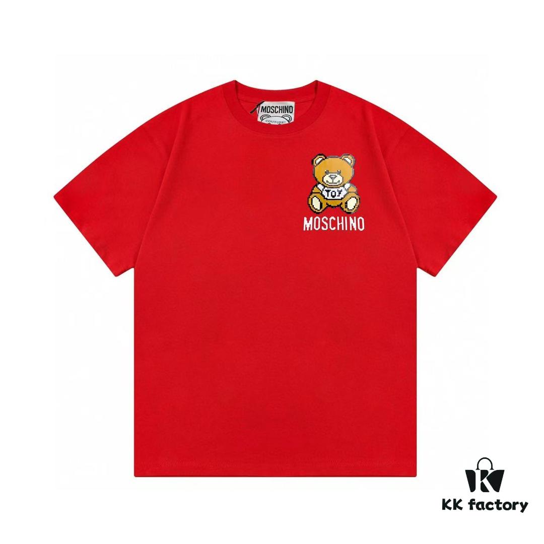 Moschino 2025 New Arrival Cute Series Mosaic Bear Letter Logo Unisex Short Sleeve T-Shirt