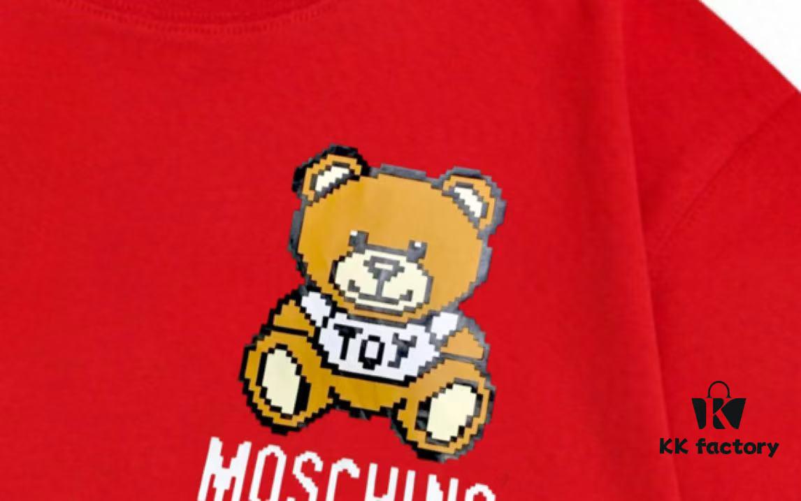 Moschino 2025 New Arrival Cute Series Mosaic Bear Letter Logo Unisex Short Sleeve T-Shirt