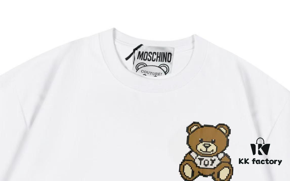 Moschino 2025 New Arrival Cute Series Mosaic Bear Letter Logo Unisex Short Sleeve T-Shirt