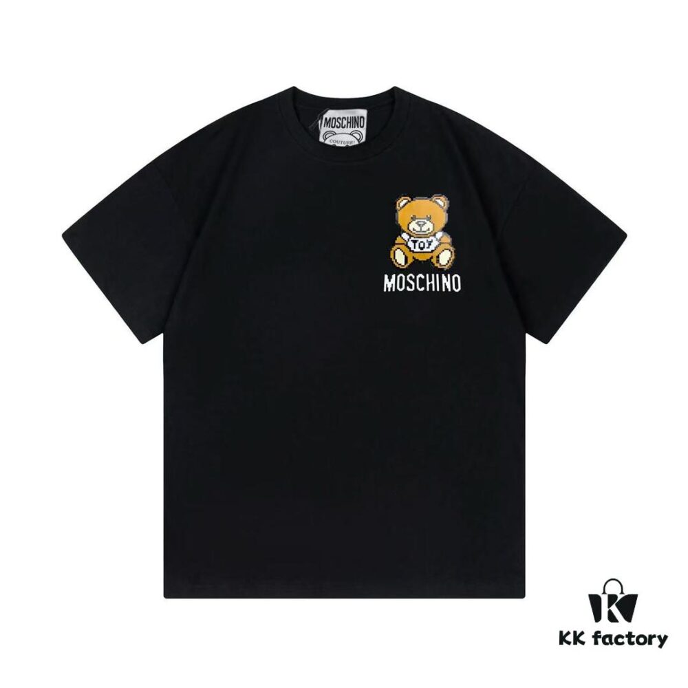Moschino 2025 New Arrival Cute Collection Mosaic Bear Letter Logo Unisex Short Sleeve T-Shirt