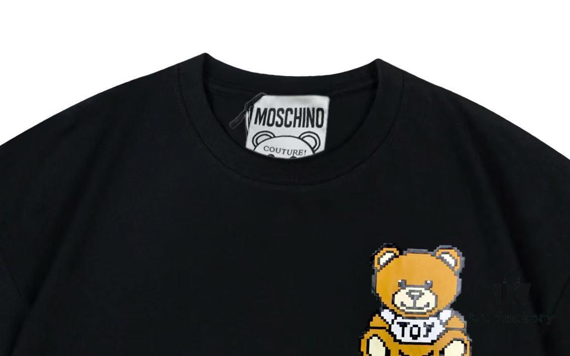 Moschino 2025 New Arrival Cute Collection Mosaic Bear Letter Logo Unisex Short Sleeve T-Shirt