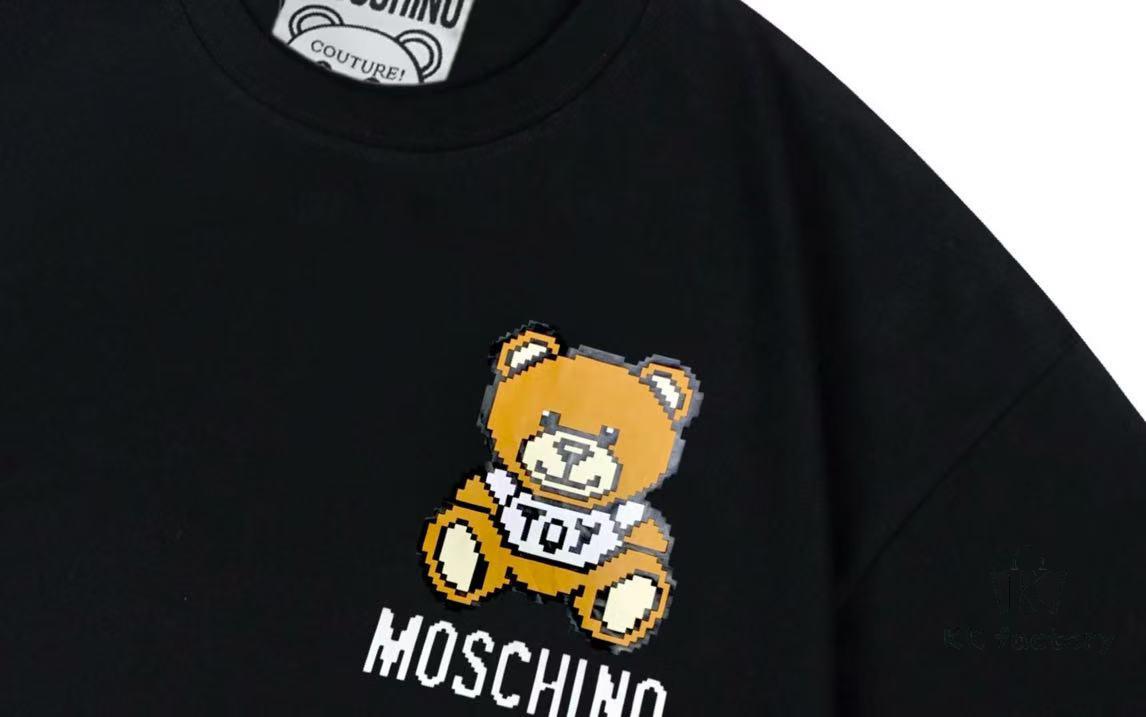 Moschino 2025 New Arrival Cute Collection Mosaic Bear Letter Logo Unisex Short Sleeve T-Shirt
