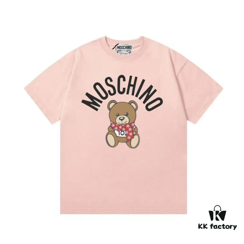 Moschino 2025 New Arrival Teddy Bear 🐻 Letter Logo Unisex Short Sleeve T-Shirt
