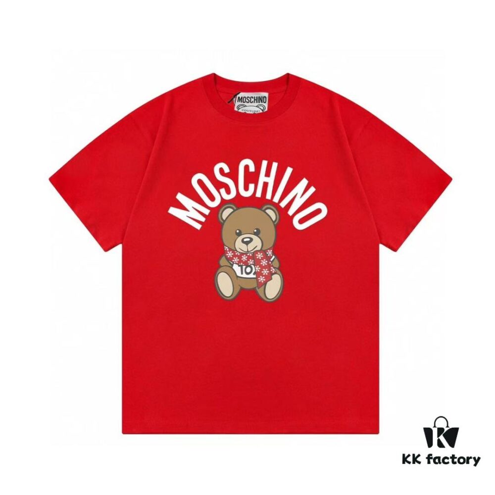 Moschino 2025 New Arrival Teddy Bear 🐻 Letter Logo Unisex Short Sleeve T-Shirt